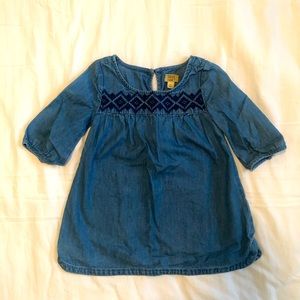 True Craft Long Sleeve Denim Accent Dress